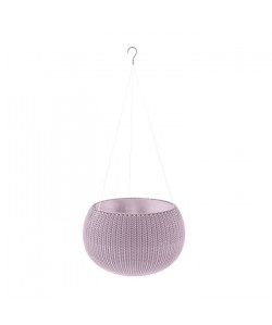 Pot de fleur aspect tricot avec suspensions  36cm  Mauve