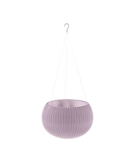 Pot de fleur aspect tricot avec suspensions  36cm  Mauve