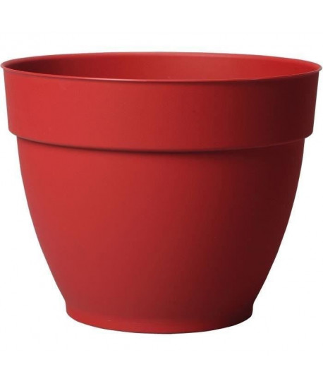 DEROMA Pot de fleur rond Ninféa a réserve d\'eau  Ř 22 x H 17 cm  4,4 L  Rouge griotte