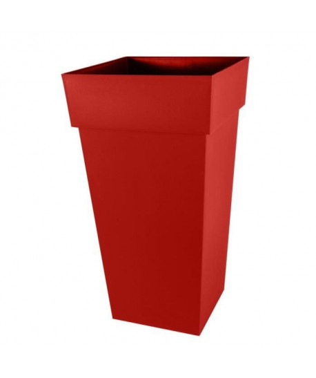 EDA Pot de fleurs XXL  Toscane   Carré  43,3 x 43,3 x H 80 cm  98 L  Rouge rubis