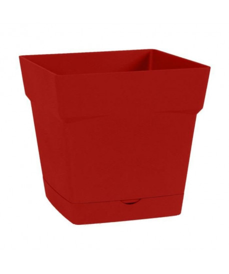 EDA Pot de fleur carré Toscane  17,4 x 17,4 x H 17,4 cm  3,4 L  Rouge rubis