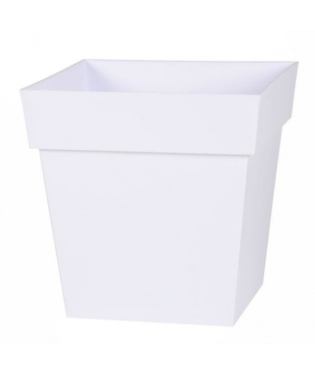 EDA Pot de fleur carré Toscane  32 x 32 x H 32 cm  22 L  Blanc