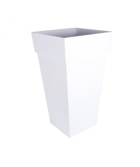 EDA Pot de fleurs XXL  Toscane  Carré  43,3 x 43,3 x H 80 cm  98 L  Blanc