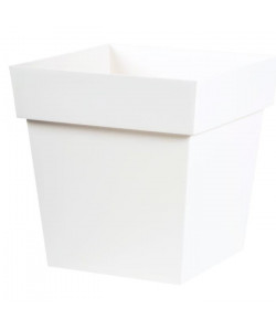 EDA Pot de fleur carré Toscane  39 x 39 x H 39 cm  38 L  Blanc