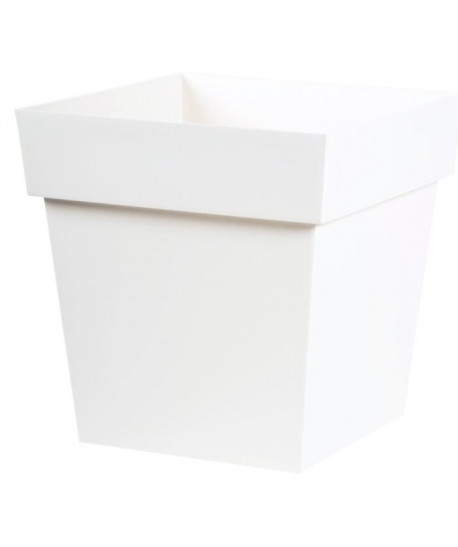 EDA Pot de fleur carré Toscane  39 x 39 x H 39 cm  38 L  Blanc