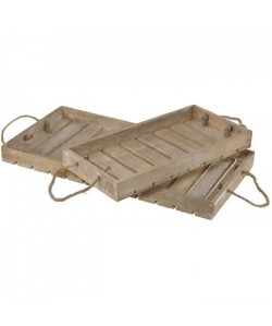 Plateau en bois Mango  Lot de 2  Petit 20x40x4cm  Grand 30x60x0,1cm