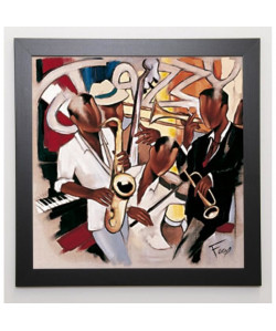 FAREL Image encadrée Jazzy music 57x57 cm Marron