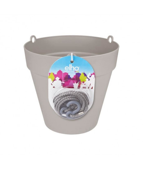 ELHO Pot de fleur rond a suspendre Urban Suspension  Ř 20 x H 19 cm  Gris chaud