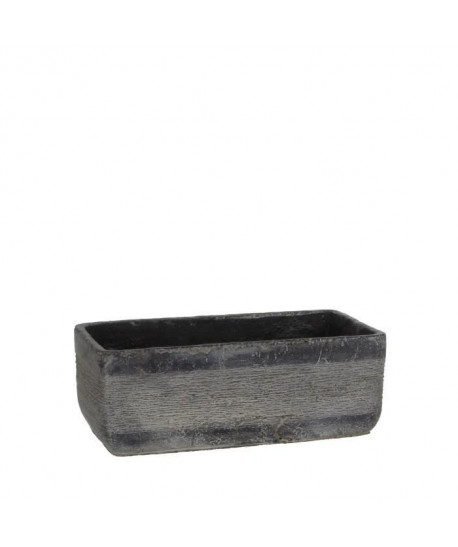 MICA Lot de 2 Cachepots rectangles Kane  Gris  L 28 x H 10 cm