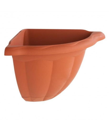 PLASTIKEN Pot quart de cercle 25 cm avec soucoupe intégrée  Terracotta