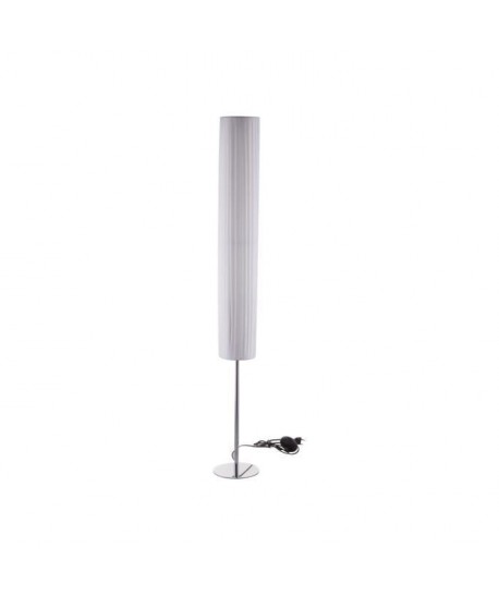 Lampadaire pied et base chromé  Abatjour en tissu blanc  H 120cm  Ř 16cm