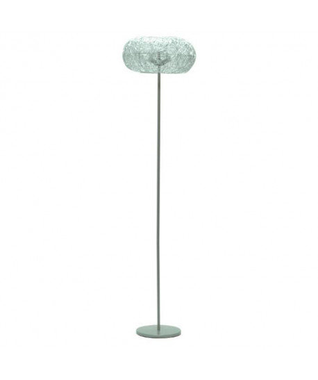 Lampadaire en nickel satiné et métal tréssé  H 162 cm