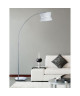 Tube de Lampadaire Arc métal E27 60W base marbre diametre 30 cm blanc