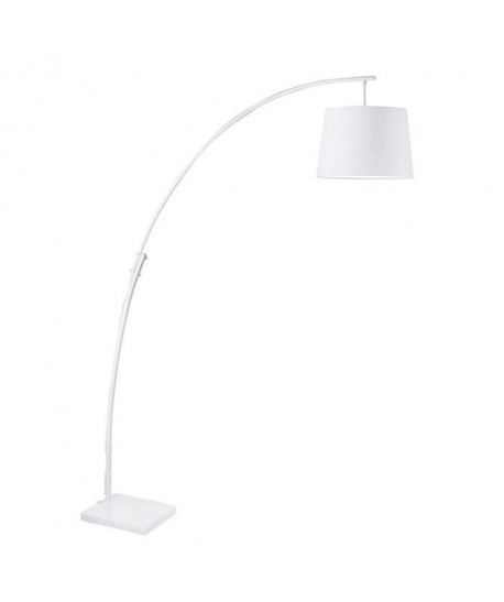 Tube de Lampadaire Arc métal E27 60W base marbre 35x25 cm blanc