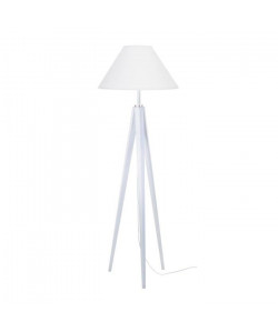 Trépied de lampadaire en bois massif pour lampadaire Idun 50x163 cm cérusé blanc
