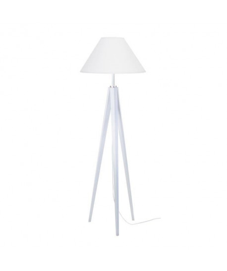 Trépied de lampadaire en bois massif pour lampadaire Idun 50x163 cm cérusé blanc