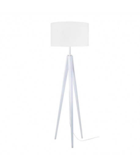 Trépied de lampadaire en bois massif pour lampadaire Idun 45x163 cm cérusé blanc