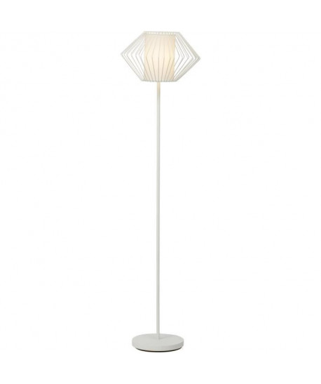 Lampadaire droit Faustine hauteur 147 cm diametre 36,5 cm E27 60W blanc