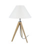 IDUN Lampadaire 163 cm lampe a poser 50 cm trépied bois massif naturel style scandinave  Abatjour conique coton écru