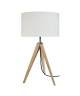 IDUN Lampadaire  lampe a poser trépied bois massif naturel IDUN style scandinave  Abatjour cylindrique coton écru