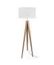 IDUN Lampadaire  lampe a poser trépied bois massif naturel IDUN style scandinave  Abatjour cylindrique coton écru