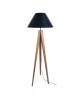 IDUN Lampadaire  lampe a poser trépied bois massif naturel IDUN  Style scandinave  Abatjour conique en coton noir