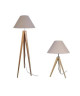 IDUN  Lampadaire  lampe a poser trépied bois massif naturel style scandinave  Abatjour conique en coton taupe