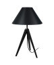 IDUN Lampadaire  lampe a poser trépied bois massif noir IDUN style scandinave  Abatjour conique coton noir