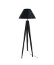 IDUN Lampadaire  lampe a poser trépied bois massif noir IDUN style scandinave  Abatjour conique coton noir