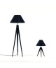 IDUN Lampadaire  lampe a poser trépied bois massif noir IDUN style scandinave  Abatjour conique coton noir