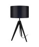 IDUN Lampadaire  lampe a poser trépied bois massif noir IDUN style scandinave  Abatjour cylindrique coton noir