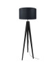 IDUN Lampadaire  lampe a poser trépied bois massif noir IDUN style scandinave  Abatjour cylindrique coton noir