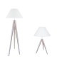 IDUN Lampadaire  lampe a poser trépied bois massif cérusé blanc IDUN style scandinave  Abatjour conique coton blanc