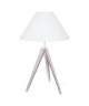 IDUN Lampadaire  lampe a poser trépied bois massif cérusé blanc IDUN style scandinave  Abatjour conique coton blanc