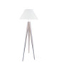 IDUN Lampadaire  lampe a poser trépied bois massif cérusé blanc IDUN style scandinave  Abatjour conique coton blanc