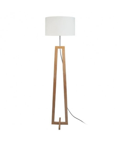 VILI Lampadaire avec abatjour cylindre Ř40 x H135 cm beige et blanc écru