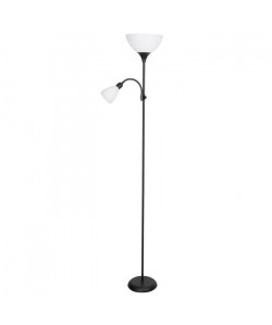 FIZZ Lampadaire LED a 2 lumieres avec liseuse noir E27 10W 806 Lumens 3000K  E14 5W 470 Lumens 3000K