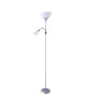 FIZZ Lampadaire LED a 2 lumieres avec liseuse argent E27 10W 806 Lumens 3000K  E14 5W 470 Lumens 3000K