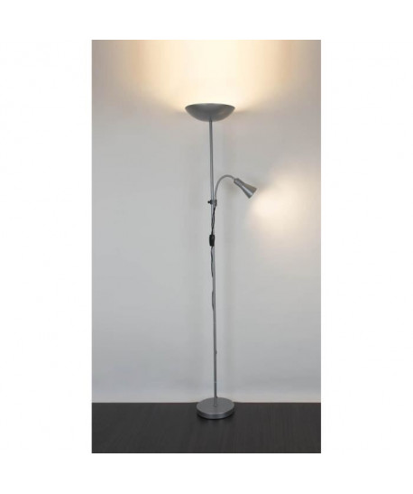 MIX Lampadaire LED a 3 lumieres E27 10W 806Lm 3000K  E14 5W 470Lm 3000K hauteur 178 cm argent