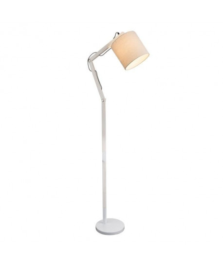 GLOBO LIGHTING Lampadaire métal blanc  H 160 cm   Abatjour beige