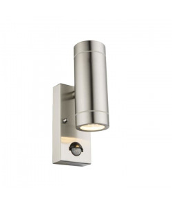 GLOBO LIGHTING Applique extérieure inox  Verre translucide  IP44  Capteur:inkl. 110  48m  ŘxH:70x208  PROF:108  incl. 2xLED