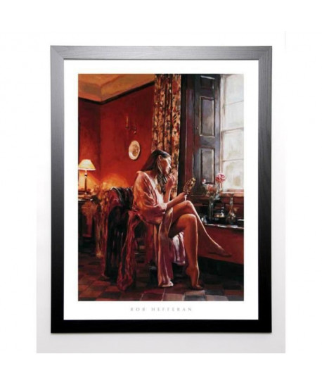 HEFFERAN Image encadrée Femme avec Miroir 67x87 cm Rouge