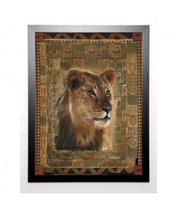 HEFFERAN Image encadrée Lion 67x87 cm Marron