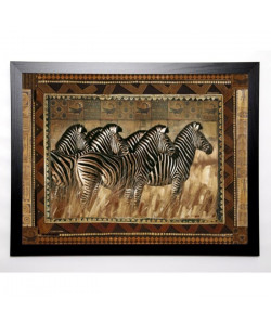 HEFFERAN Image encadrée Zebras 67x87 cm Marron