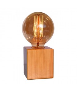 Lampe en bois finition hetre sans abatjour  L 7,5 x H 8,5cm