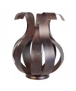 PALMIRA  vase Lampe bandes métal perforées, hauteur 45 cm, bronze