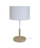 PISTACHE Lampe base bois, pistache, metal et abatjour cotton, hauteur 53 cm, bois et blanc