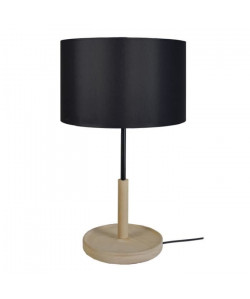 PISTACHE Lampe base bois, pistache, metal et abatjour cotton, hauteur 53 cm, bois et noir