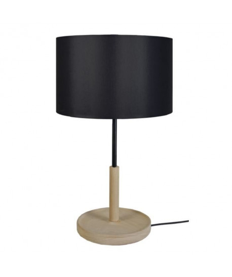 PISTACHE Lampe base bois, pistache, metal et abatjour cotton, hauteur 53 cm, bois et noir