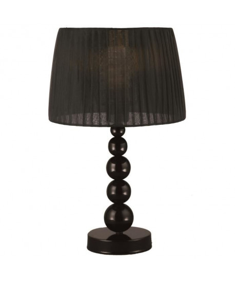 Lampe a poser avec pied en bois laqué noir  abatjour organza noir  H43 x Ř 27 cm